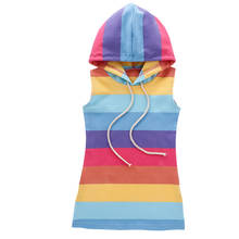 Crianças bebê menina roupas de verão rainbow stripe outfit com capuz vestido sunsuit 1-7y 2024 - compre barato
