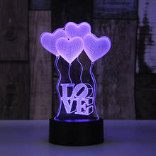 Iluminação de cabeceira romântica com led, 7 cores, 3d, balão, amor, decoração para casa, presente, noite, dia dos namorados, aniversário, casamento, eid 2024 - compre barato