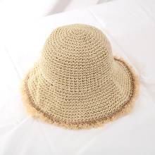 Verão feminino crochê malha palha chapéu largo ondulado borda protetor solar praia boné sunhat 2024 - compre barato