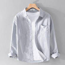 2019 Mens oxford longo-sleeved camisa camisas de puro algodão casual sólidos shirt para homens tendência branco masculino confortável chemise camisa 2024 - compre barato