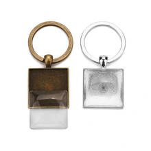 2pcs Keychains Blank Pendants Settings Square 25mm Cabochon Gold Silver Color Keyrings Brzel Base Findings Diy Jewelry Making 2024 - buy cheap