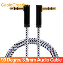 Cablecreation 3.5mm cabo de áudio 90 graus ângulo macho para macho aux cabo para telefones tablets fones de ouvido mp3 carro casa estéreo 2024 - compre barato