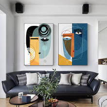 Pintura en lienzo geométrica de caras abstractas, póster contemporáneo e impresión, imagen artística de pared escandinava para decoración del hogar y dormitorio 2024 - compra barato