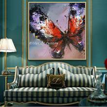 Arthyx Hand Painted Modern Abstract Butterfly Oil Painting On Canvas Animals Wall Pictures Pop Art Posters For Living Room Decor 2024 - buy cheap