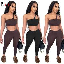 Prowow-conjunto de roupa feminina de verão, top crop com calça longa, duas peças, esporte fitness, novo, 2021 2024 - compre barato