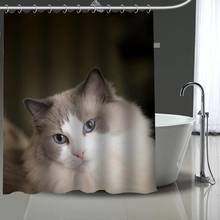 Cortina de banho de gato personalizada de alta qualidade, cortinas de poliéster à prova d'água para banheiro com 12 ganchos 2024 - compre barato