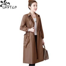 UHYTGF 5XL Plus Size Trench Coat Women's Fashion Cardigan Mid-Length Spring Autumn Windbreaker Female Casual Thin Outerwear 2006 2024 - buy cheap