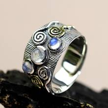 Оптовая продажа, кольцо из чистого тайского серебра s925 с лунным камнем ручной работы для женщин, новый продукт 2024 - купить недорого