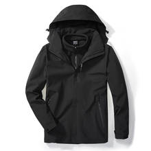 Уличные куртки, мужское пальто для рыбалки, куртка «Три в одном» для женщин и мужчин, водонепроницаемая теплая спортивная походная куртка с флисовой подкладкой и капюшоном 2024 - купить недорого