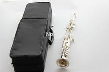 Saxofón Soprano Chapado en plata B, tubo recto plano para tocar instrumentos musicales, Saxo exquisitamente tallado con boquilla 2024 - compra barato