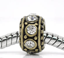 Doreenbeads de bronce antiguo de diamantes de imitación claro espaciador cuentas encanto europeo 11x5,8mm 10 Uds nuevo 2024 - compra barato