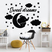 Elephant wall decals Quotes sweet dreams moon and star cloud Wall Stickers for baby Room nursery decoration Vinyl Mural X082 2024 - buy cheap