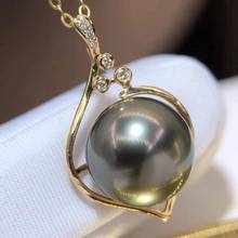 D917 Pearl Pendant Fine Jewelry Solid 18K Gold Diamonds Round 11-12mm Nature Sea Water Tahiti Pearls Pendants Necklaces Gifts 2024 - buy cheap