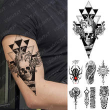 Водостойкая Временная тату-наклейка, треугольные сердца, Череп, флэш-тату, паук, тигр, геометрия, боди-арт, искусственная татуировка на руку для женщин и мужчин 2024 - купить недорого