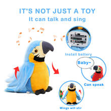Bonito brinquedo de papagaio falante elétrico papagaio recheado brinquedo de pelúcia pássaro repetir o que você diz crianças bebê presentes de aniversário 2024 - compre barato