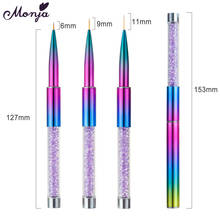 Monja 3Pcs/Set Rhinestone Handle Colorful Nail Art French Liner Painting Brush Stripe Lines Flower DIY Drawing Pen Manicure Tool 2024 - buy cheap
