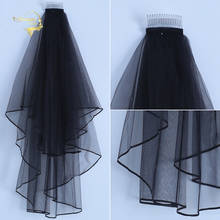 Cheap Simple Two Layers Short Tulle Ivory Black Wedding Bridal Veils With Comb Woman Marry Gifts 2020 New Wedding Accessories 2024 - buy cheap