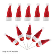 10 шт Мини рождественские шляпы нетканые маленькие шапки Санта-Клауса мешок для конфет посуда карман новый год Рождественская вечеринка украшение дома 2024 - купить недорого