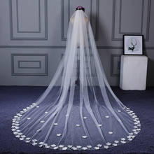 Aplique de velos de boda con peine, velo de novia, aplique blanco de tul, 3 metros de largo, accesorios de novia 2024 - compra barato