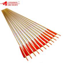 6/12PCS Linkboy Archery bamboo Carbon Arrows 32inch 5" Turkey Feather arrow Nock Compound Recurve Bow Hunting Arrows Shooting 2024 - buy cheap