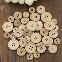 50 pcs Natural Color Wooden Buttons handmade round shape and 4-holes wood button craft DIY baby apparel accessories пуговицы 2024 - buy cheap