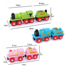 Wooden magnetic train link train cabin can be connected to wooden train track toy children's puzzle hand push delicate toy car 2024 - buy cheap