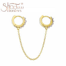 SHADOWHUNTERS-pendientes Huggies de plata de ley 2020, cadena de seguridad, Arete de aro, accesorios de joyería, 925 2024 - compra barato