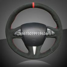 DIY Black Suede Car Braid On Steering Wheel Cover for Infiniti Q50 2014-2015 2024 - buy cheap