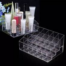 Caja de almacenamiento de acrílico transparente, organizador de maquillaje, 24 rejillas, pintalabios, esmalte de uñas, soporte de exhibición, caja organizadora de joyería cosmética 2024 - compra barato