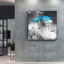 Scandinavian Blue Flower Poster Nordic Plant Landscape Canvas Painting Wall Art Picture Cuardos For Living Room Home Decor 2024 - buy cheap