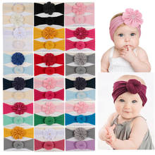 Yundfly 2pcs/lot Elastic Knot Headbands for Baby Girls Hair Accessories Round Ball Flower Nylon Turban Stretchy Kids Headwear 2024 - buy cheap
