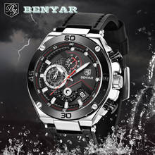 2021 BENYAR New Chronograph Watch for Men Waterproof Men Quartz Wristwatches Top Brand Leather Sports Military Watches reloj 2024 - buy cheap