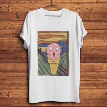 Munch The Scream ice cream Skrik funny artistic t shirt men summer new white casual short sleeve tshirt unisex streetwear tee 2024 - buy cheap