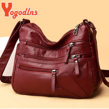 Yogodlns Vintage Shoulder Women's Bag Washed PU Leather Crossbody Bag Multifunction Messenger Bag Large Capacity Lady Handbag 2024 - buy cheap