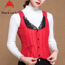 Winter Down cotton Vest Outerwear Autumn Women's Lace Slim fit Cotton Vest Sleeveless Waistcoat Jacket Warm Windproof Female Top 2024 - buy cheap