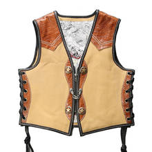 10036 Read Description! Asian Size Super Quality Cow Leather Vintage Waistcoat Men's Cowhide Stylish Rider Vest 2024 - buy cheap