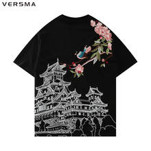 VERSMA Chinese Style Flower Embroidery Short Sleeve T-shirt Men Summer Loose Streetwear Landscape Print Tshirt Men Dropshipping 2024 - buy cheap