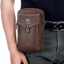 Bolsa de cintura masculina bullcapitão, bolsa de couro de cavalo louco, 7 polegadas, para celular, bolsa mensageiro de ombro 2024 - compre barato