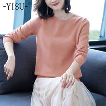 YISU Women wool Sweater Autumn Winter O-Neck Warm Tops Solid color Long sleeve Knitted pullover Casual Simple Female Jumper 2024 - buy cheap