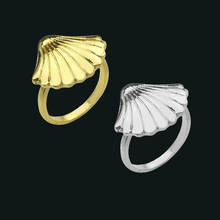 Anillo de concha de mar para mujer, joyería de Color dorado y plateado, sortija de concha de amanecer, sortija apilable para mujer, sortija de boda en la playa 2024 - compra barato