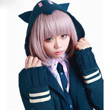 Аниме DanganRonpa Nanami косплей парик Chiaki кудрявый розовый для девушек женщин Dangan Ronpa термостойкий парик для волос + Бесплатный парик 2024 - купить недорого