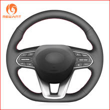 MEWANT Black Genuine Leather Car Steering Wheel Cover for Hyundai Santa Fe 2019 2024 - buy cheap