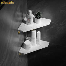 White marble Aluminum corner shelf bathroom rack brass stone holder washroom corner shelf  luxury toilet wall storage rack 2024 - buy cheap