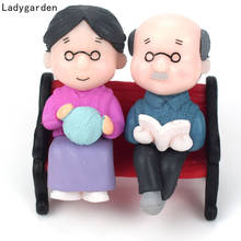 3PCS Kawaii Statues Chair Book Grandma Grandpa Old Couple DIY Mini Fairy Garden Ornament Doll Couple Gift Figurines Miniature 2024 - buy cheap