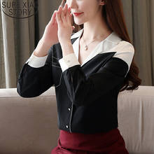 2020 Spring Fashion Korean Style Long Sleeve Chiffon Blouse Women Elegant V-neck Spiced Shirts Office Lady Blouse Blusas 8476 50 2024 - buy cheap
