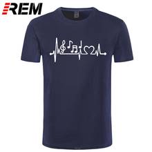 Hot Sale Music Notes Heartbeat Printed Funny T Shirt Mens Brand Clothing Summer Casual Short Sleeve T-shirt Tops Tees 2024 - buy cheap