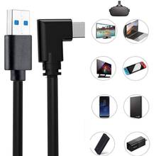 Cable de carga de datos para dispositivos móviles, conector USB 3,0 tipo A USB 3,1 tipo C de 16 pies/5m, 90 grados, para O culus Quest VR, auriculares, teléfono móvil, tableta y PC 2024 - compra barato