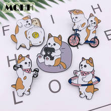 Cartoon Cute Animals Dog Fitness Enamel Brooch Biking Weightlifting Hula Hoop Egg Alloy Badge Pin Woman Jewelry Gift For Friends 2024 - buy cheap