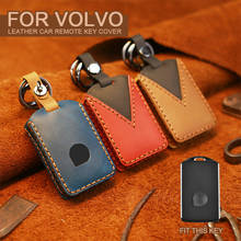 Genuine Leather For Volvo Xc90 Key Case Car Key Cover Xc40 V90 2Button Keys for Volvo S90 V60 S60 Xc60 2020 Key Cover Cap Fob 2024 - buy cheap