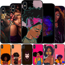 African Beauty girl Cover Soft Silicone black Phone Case For iPhone 5 5S SE 6 plus 7 8 plus X XR XS Max 11 PRO Max 2024 - buy cheap
